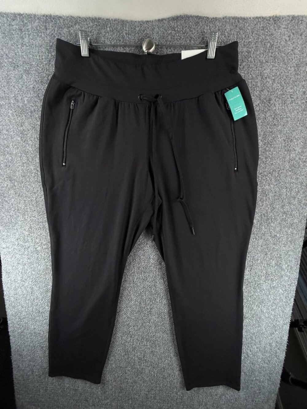 NWT Maurices Pants Women Black Pull On Stretch Drawstring 0X Casual Yoga Adult